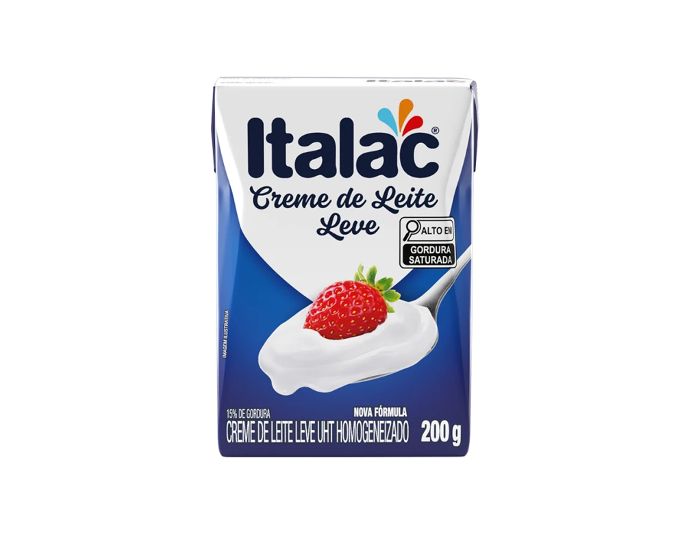 CREME DE LEITE PEQUENO LEVE 15% DE GORDURA ITALAC 200 G (CX 24 UN)
